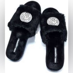 Karl Lagerfeld Faux Fur Platform Sandals slippers size 10